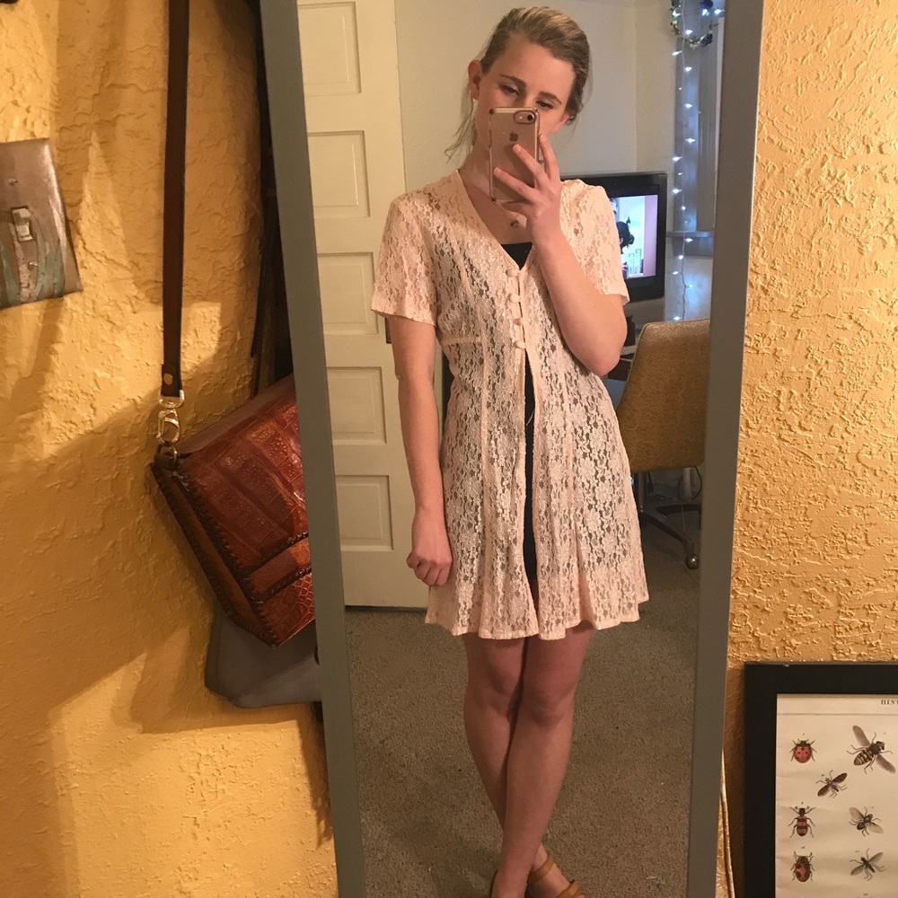 Vintage light pink lace dress - Picture 4 of 5